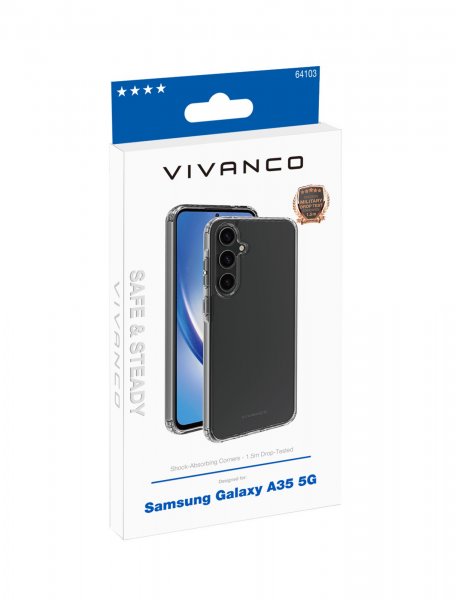 Vivanco Samsung Galaxy A35 Suojakuori Safe & Steady Läpinäkyvä