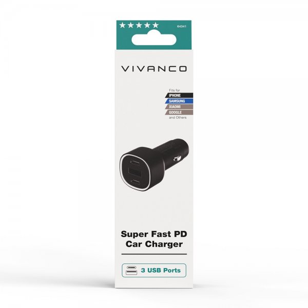 Vivanco Autolaturi Super Fast PD 60W USB-A/USB-C Musta