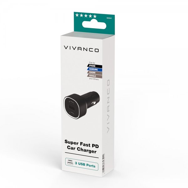 Vivanco Autolaturi Super Fast PD 60W USB-A/USB-C Musta