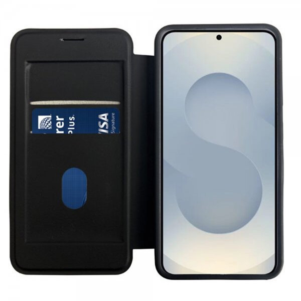 Vivanco Samsung Galaxy S25 Edge Kotelo Mag Wallet Musta