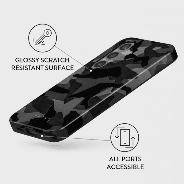 Burga Samsung Galaxy S24 FE kuori Tough Night Black Camo