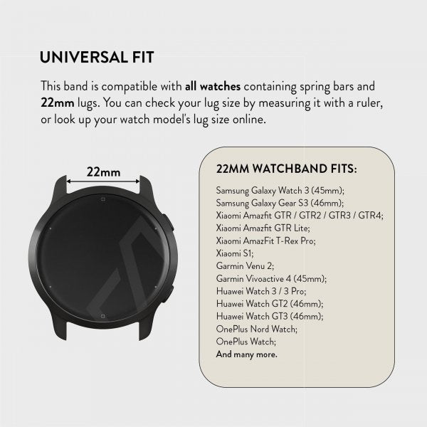 Burga Samsung Galaxy Watch 22mm Ranneke Metalliverkko Musta
