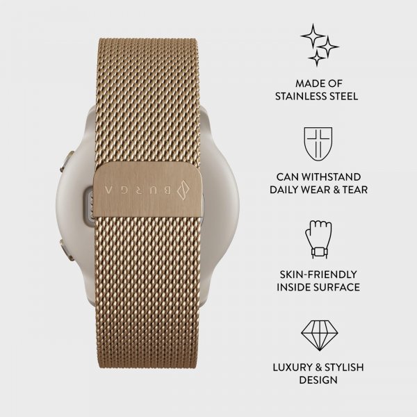 Burga Samsung Galaxy Watch 22mm Ranneke Metalliverkko Kulta