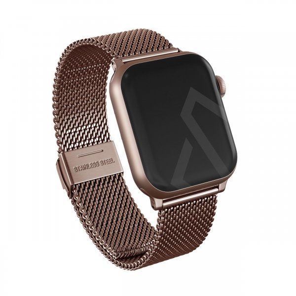 Burga Apple Watch 44/45/46mm/Ultra 49mm ranneke, Mesh Elegance, ruusukulta