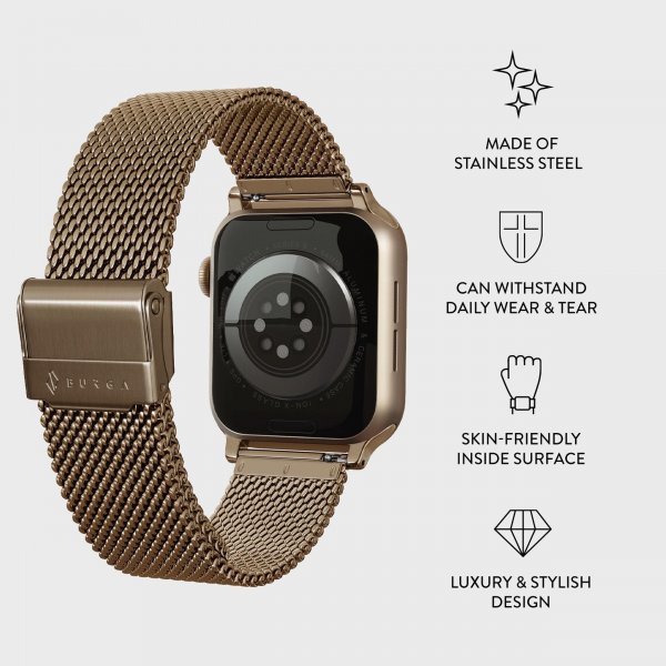 Burga Apple Watch 38/40/41/42mm ranneke Mesh Elegance Kulta