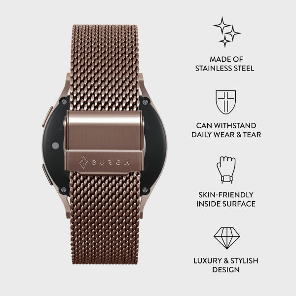 Burga Samsung Galaxy Watch 20mm Ranneke Mesh Elegance Ruusukulta