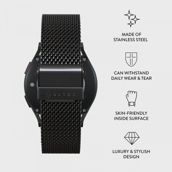 Burga Samsung Galaxy Watch 20mm Ranneke Mesh Elegance Musta