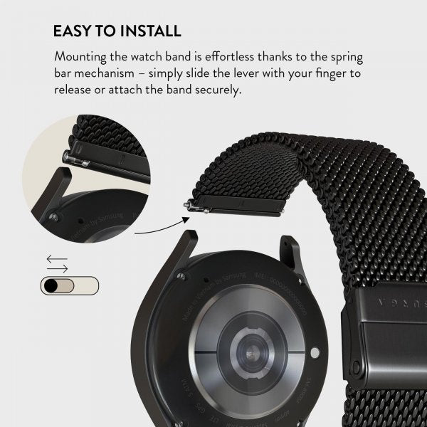 Burga Samsung Galaxy Watch 20mm Ranneke Mesh Elegance Musta