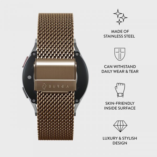 Burga Samsung Galaxy Watch 20mm Ranneke Mesh Elegance Kulta