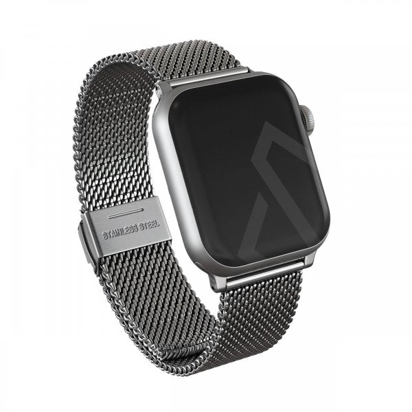 Burga Apple Watch 44/45/46mm/Ultra 49mm -ranneke, Mesh Elegance Silver