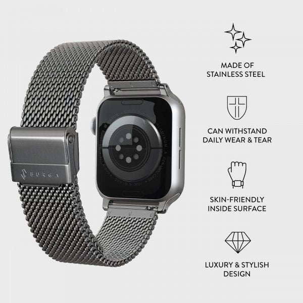 Burga Apple Watch 38/40/41/42mm ranneke, Mesh Elegance, hopea