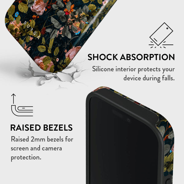 Burga iPhone 16 Plus -suojakuori Tough MagSafe Bloomy Garden