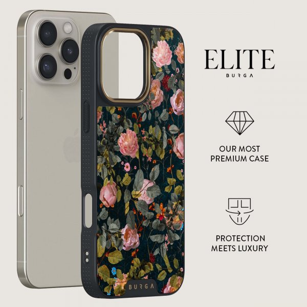 Burga iPhone 15 Pro Max Kuori Elite Dark MagSafe Bloomy Garden