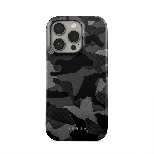 Burga iPhone 15 Kuori Tough MagSafe Night Black Camouflage