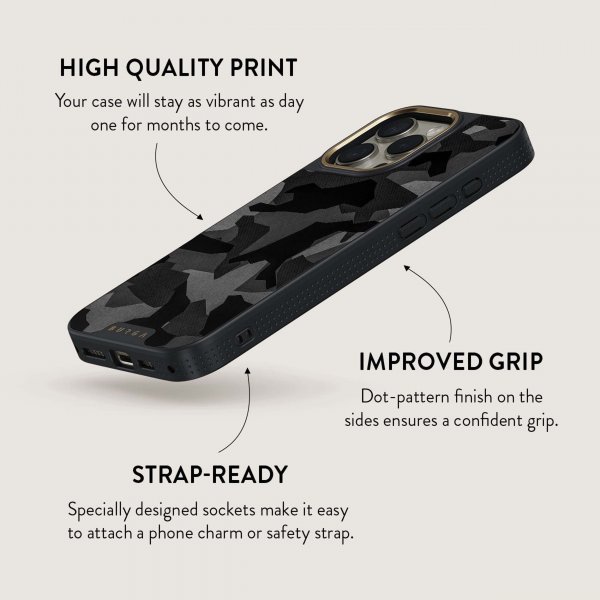 Burga iPhone 15 Plus Suojakuori Elite Dark MagSafe Night Black Camo
