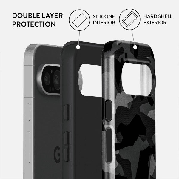 Burga Google Pixel 9/Pixel 9 Pro Kuori Tough Night Black Camo
