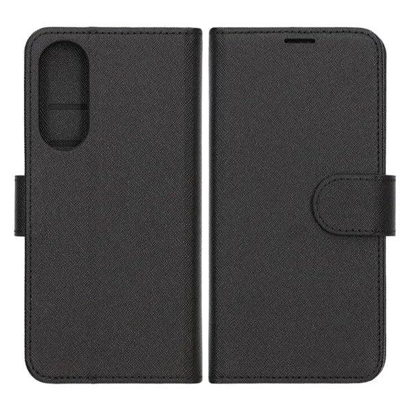 Samsung Galaxy S25 Edge -puhelinkotelo, jossa on korttipaikat ja jalustatoiminto, musta