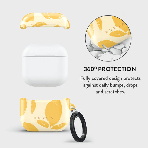 Burga AirPods 4 -kuoret, Lemon Tart -design