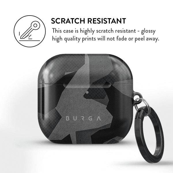 Burgan AirPods 4 -kuori, Night Black Camo -muotoilu