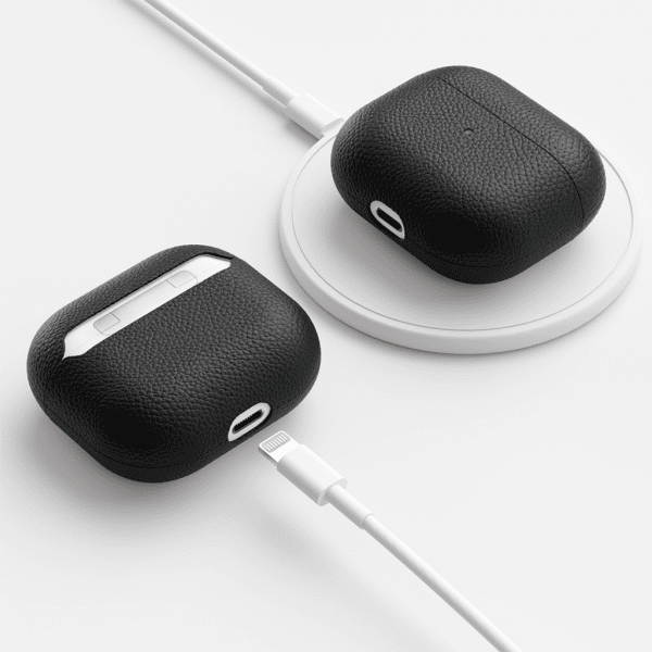 KeyBudz PodSkinz Artisan Series Airpods 3 -suojakuori, aitoa nahkaa, musta