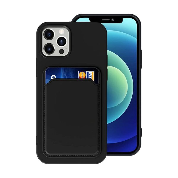 iPhone 14 Pro -suojakuori korttipaikalla, musta