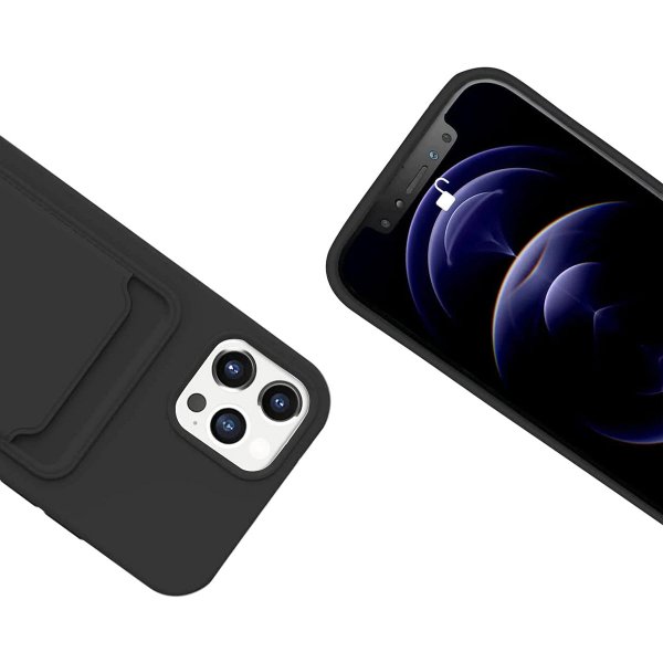 iPhone 14 Pro -suojakuori korttipaikalla, musta