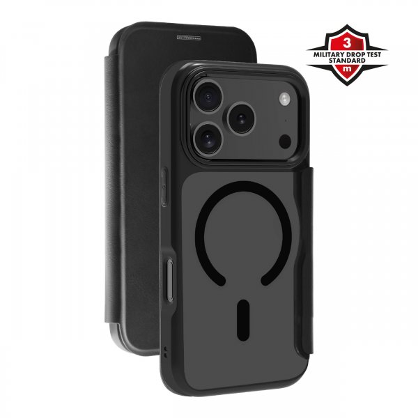 X2O iPhone 17 Pro Max -kotelo Mag Wallet Musta