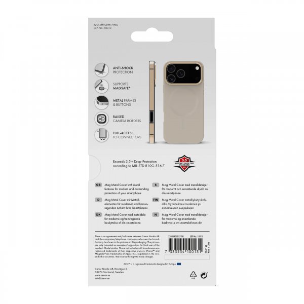 X2O iPhone 17 Pro -kuori Mag Metal Kulta