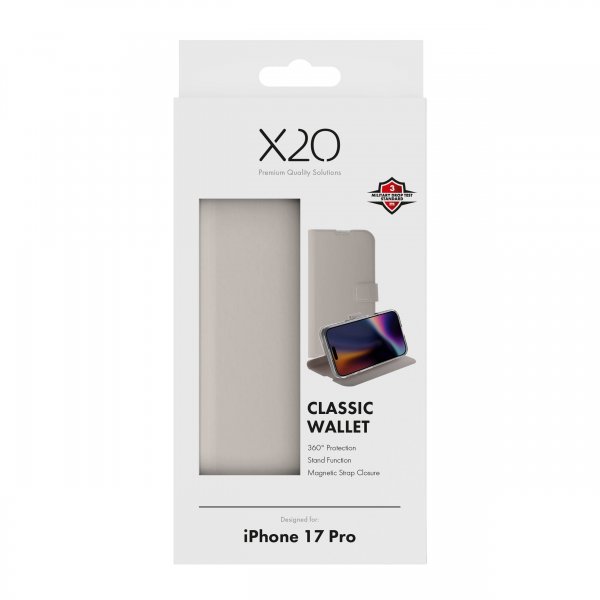 X2O iPhone 17 Pro Kotelo Classic Wallet Greige