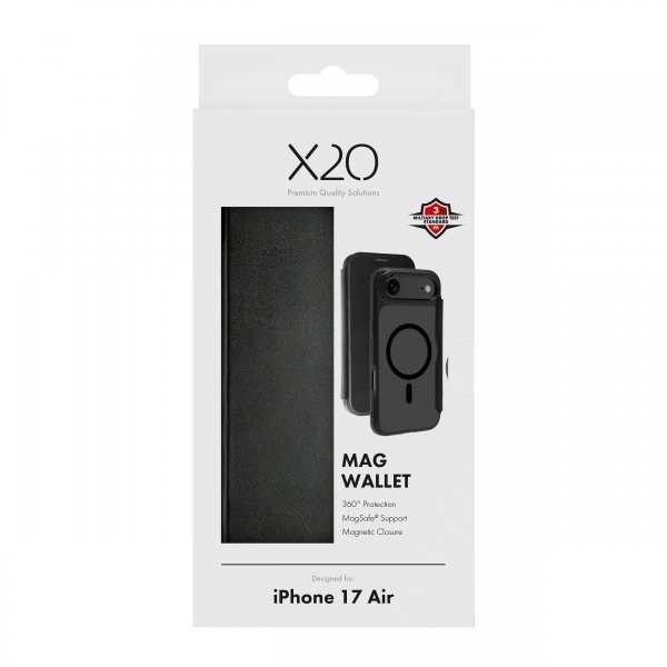 X2O iPhone Air -kotelo Mag Wallet Musta