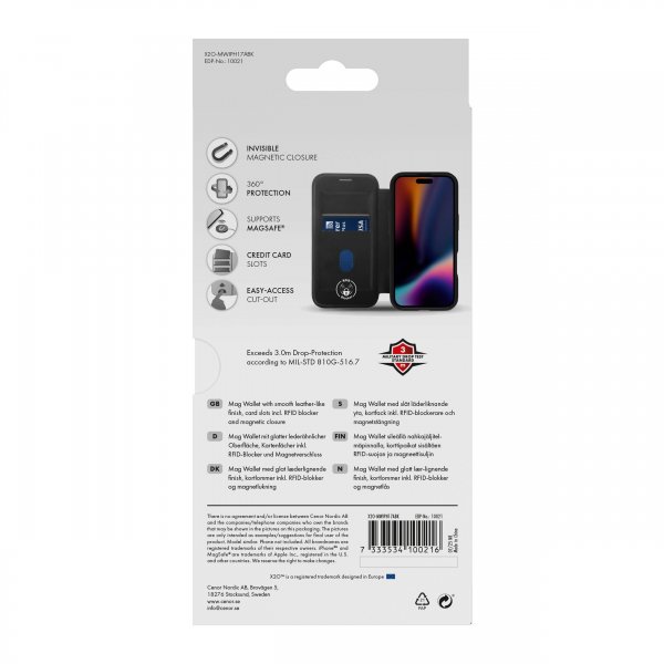 X2O iPhone Air -kotelo Mag Wallet Musta