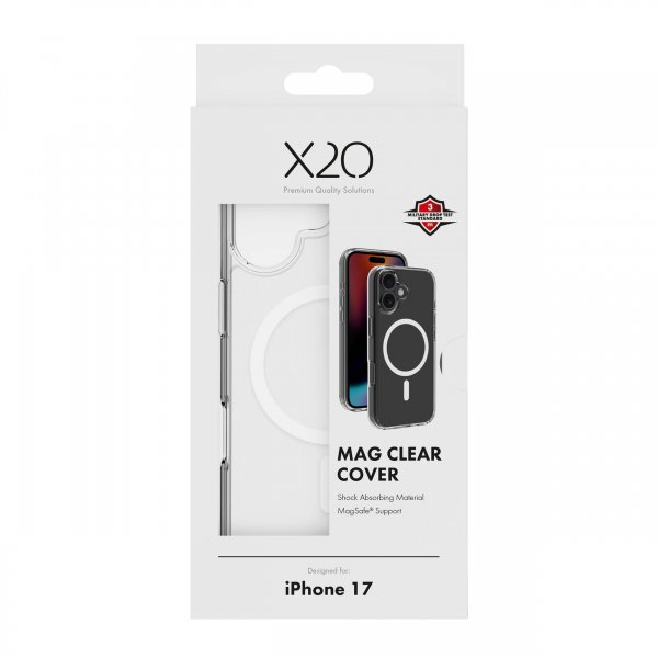 X2O iPhone 17 -kuori, Mag Clear, läpinäkyvä