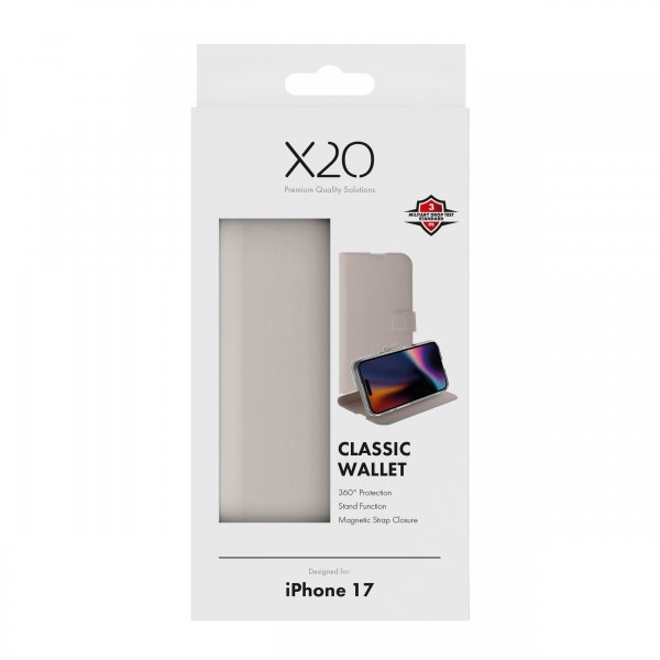 X2O iPhone 17 -kotelo Classic Wallet Greige