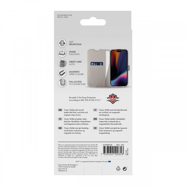 X2O iPhone 17 -kotelo Classic Wallet Greige