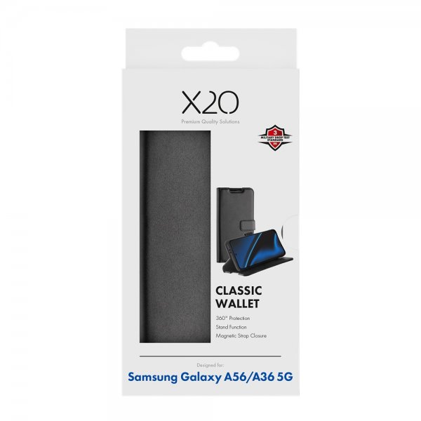 X2O Samsung Galaxy A36/Galaxy A56 Kotelo Classic Lompakko Musta