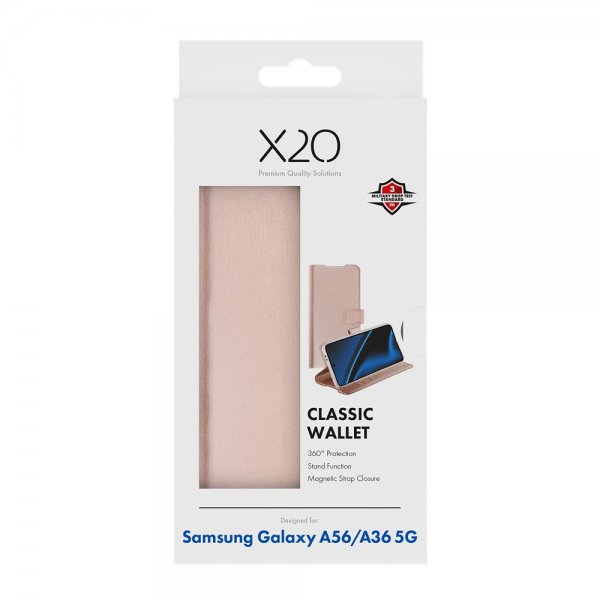 X2O Samsung Galaxy A36/Galaxy A56 Kotelo Classic Wallet Ruusukulta