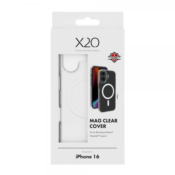 X2O iPhone 16 -suojakuori Mag Clear Transparent