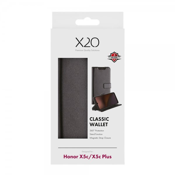 X2O Honor X5c Plus Lompakkokotelo Classic Musta