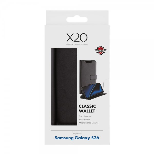 X2O Samsung Galaxy S26 Classic Wallet -kotelo, musta