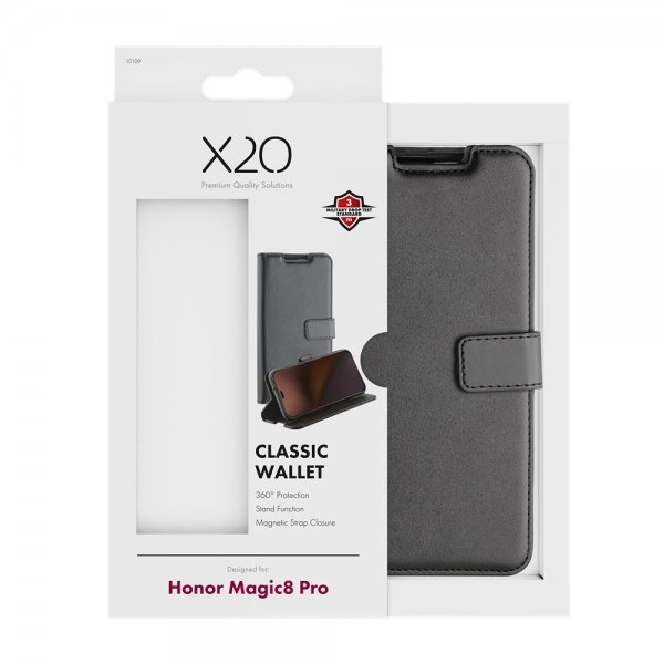 X2O Honor Magic 8 Pro -suojakotelo Classic Wallet musta