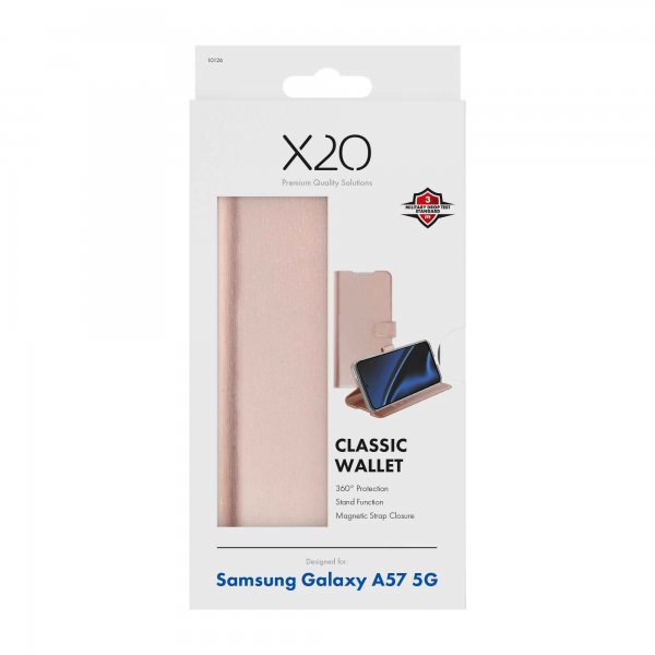 X2O Samsung Galaxy A57 -lompakkokotelo, Classic Wallet, ruusukulta