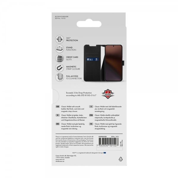 X2O Honor 400 Smart Case Classic Wallet Musta