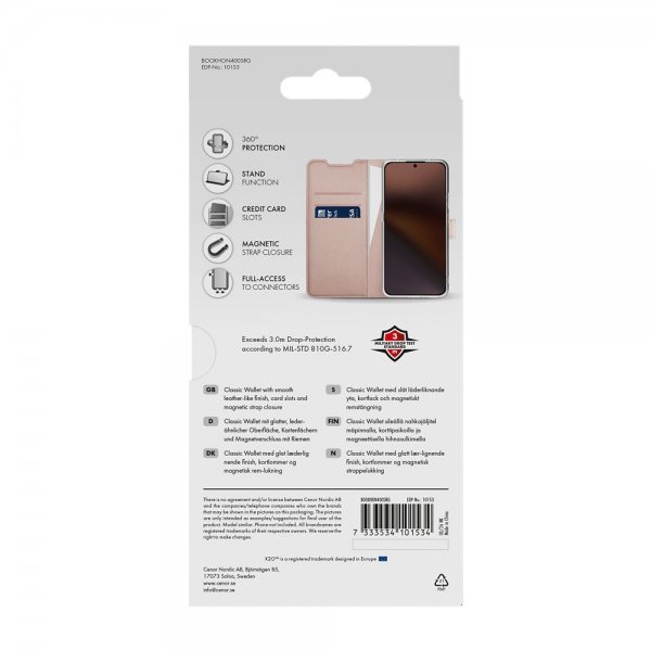 X2O Honor 400 Smart Kotelo Classic Wallet Ruusukulta