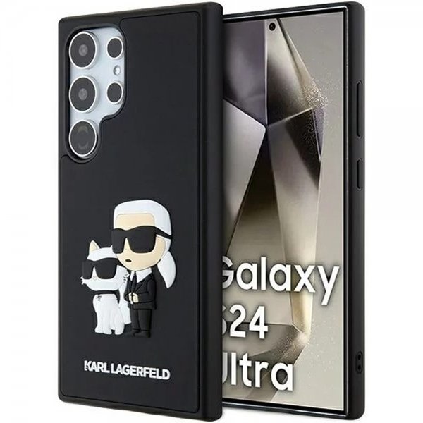 Karl Lagerfeld Samsung Galaxy S24 Ultra Kuori 3D Rubber Karl & Choupette Musta