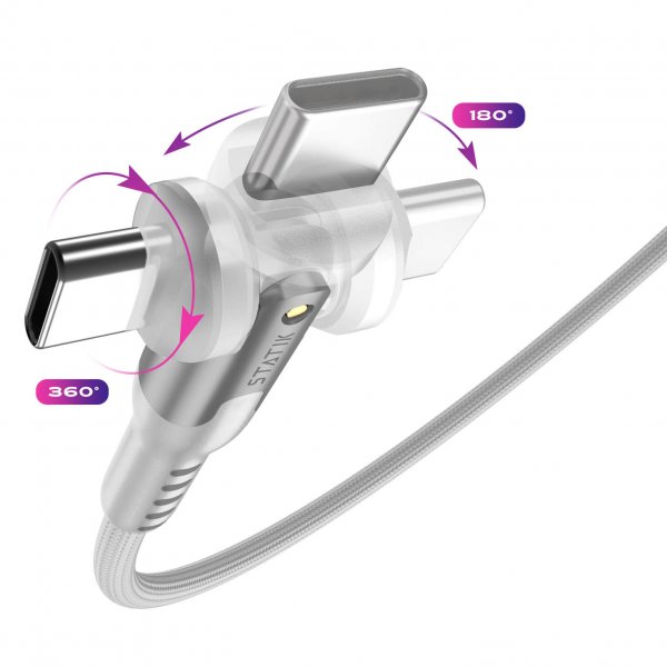 Statik-kaapeli PowerPivot Pro USB-C/USB-C 1m, valkoinen