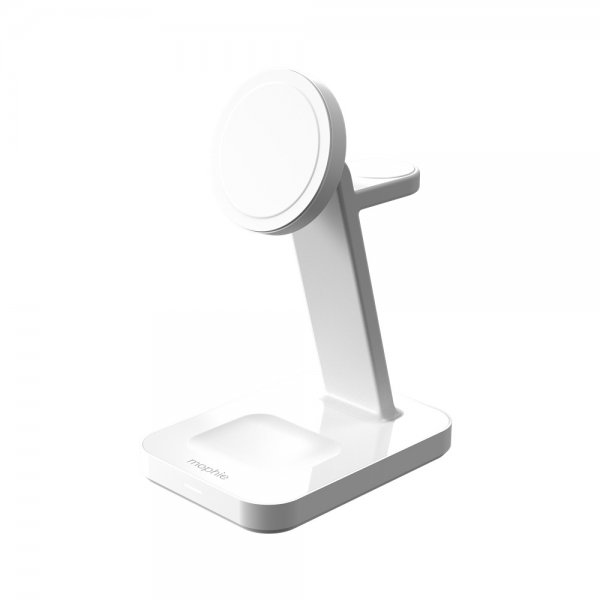 Mophie Langaton Laturi Snap+ 3-in-1 Wireless Charge Stand Qi2 MagSafe Valkoinen