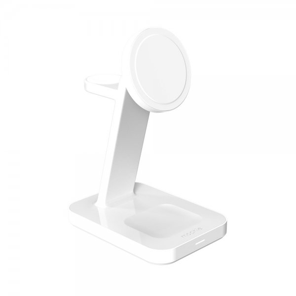Mophie Langaton Laturi Snap+ 3-in-1 Wireless Charge Stand Qi2 MagSafe Valkoinen