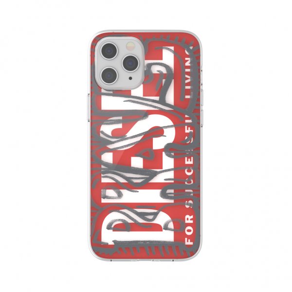 Diesel iPhone 12 Pro Max -kuori Snap Case Clear AOP Red/Grey