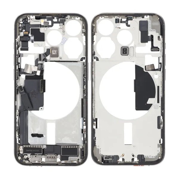 Keskikehys pikkutarvikkeineen iPhone 15 Pro -puhelimelle – Luonnollinen Titaani OEM