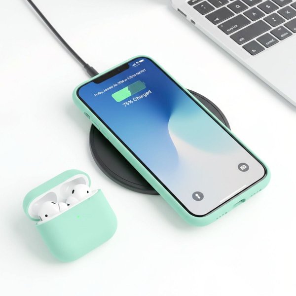 Rvelon iPhone 12/iPhone 12 Pro Silikonikuori Vihreä